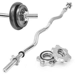 Alston 120cm EZ Curl Bar 25mm Standard Steel Weightlifting Bar Non-slip Knurled Handle