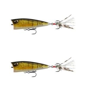 2x 13 Fishing 75mm Poppy Mc Pop Face Topwater Popper Lures - Clear Perch
