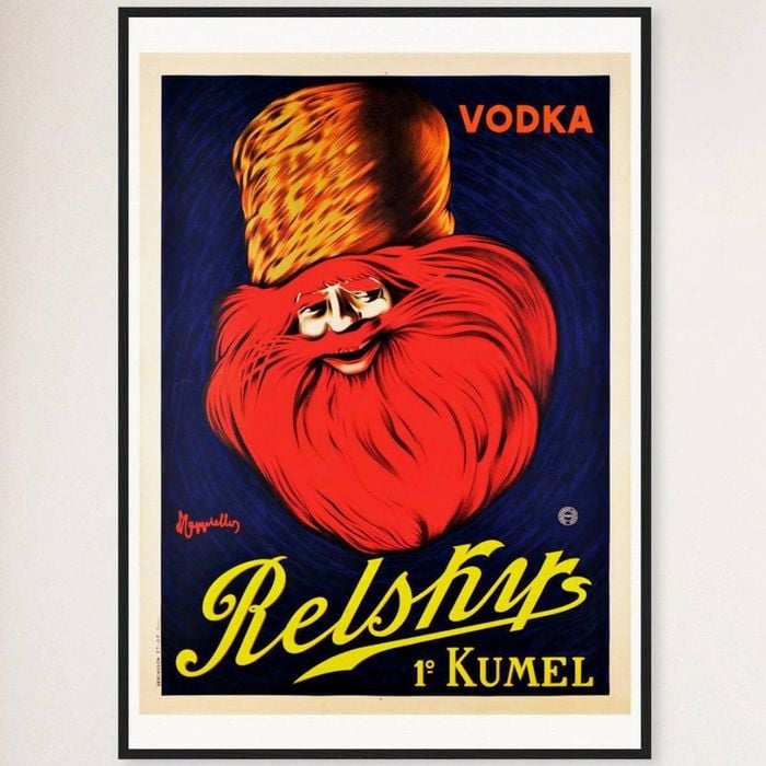 Galrie Authentic Vodka Relshirs Kumel Vintage Advertising Poster for Home Decor, Black Frame, 50 x 70cm (20 x 28inch)