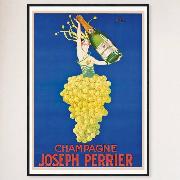 Galrie Joseph Perrier Vintage Champagne Advertising Poster Timeless Elegance for Space, Black Frame, A4 21 x 30cm (8 x 12inch)
