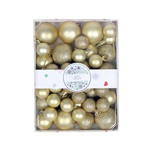 Catzon 42 Pcs Plastic Christmas Balls Sequins and Matte for Holiday Party Wedding-Gold