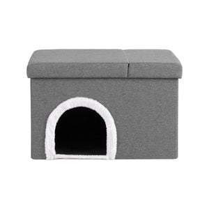 Artiss Storage Ottoman Foot Stool Cat Litter Box Enclosure Foldable Grey