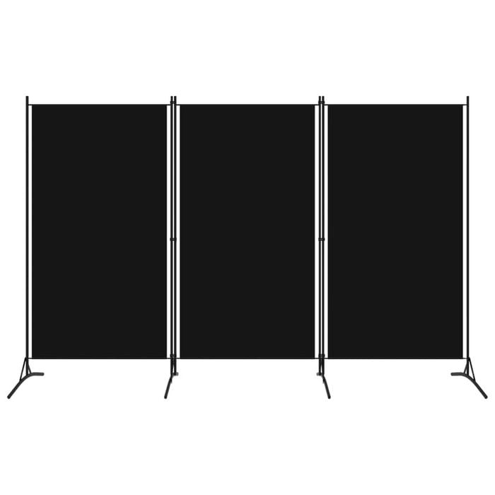 vidaXL 3-Panel Room Divider Black 260cm Folding Panel Privacy Screen Partition