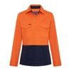 Green Hip Long Sleeve HiVis Shirt Orange/Blue Size 14