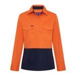 Green Hip Long Sleeve HiVis Shirt Orange/Blue Size 8