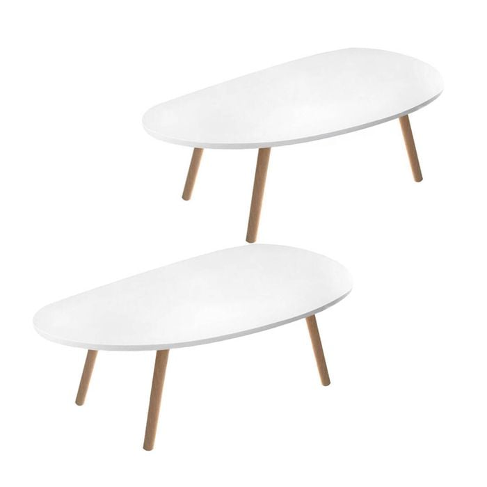 SOGA 2X 80x40cm White Living Room Nordic  Coffee Table Simple Modern Home Style