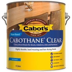 Cabot's 4L Satin Water Based Cabothane Clear Polyurethane Timber Varnish