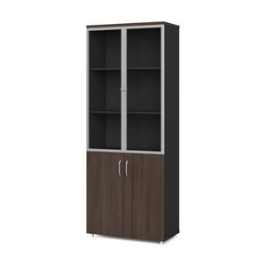 Modern Home CARTER Display Unit 2Door Bookcase 80cm(W)x40cm(D)x200cm(H)- Grey