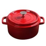SOGA 26cm Red Cast Iron Stewpot with Lid – 5L