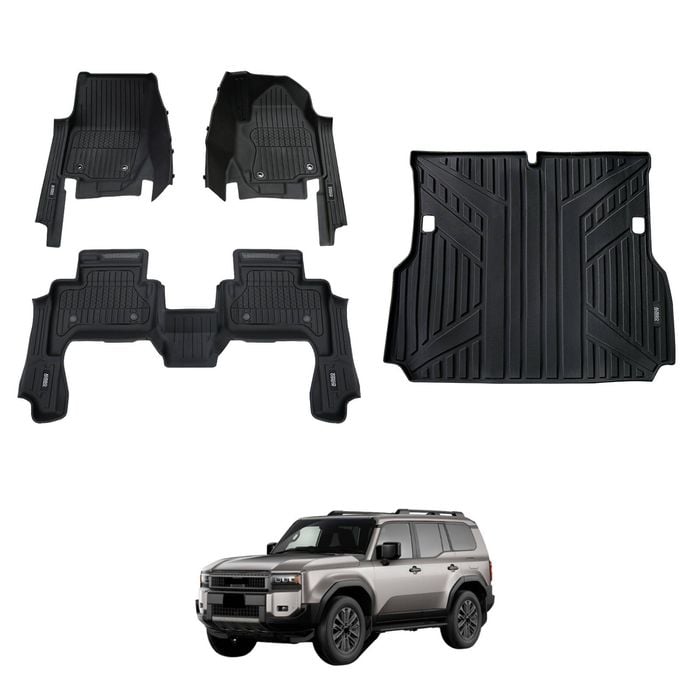 AUSGO 7D Injection Floor Mats & Boot Liner for Toyota Land Cruiser Prado 250 5-Seat 2024-Onwards Car Floor Liners Cargo Mat