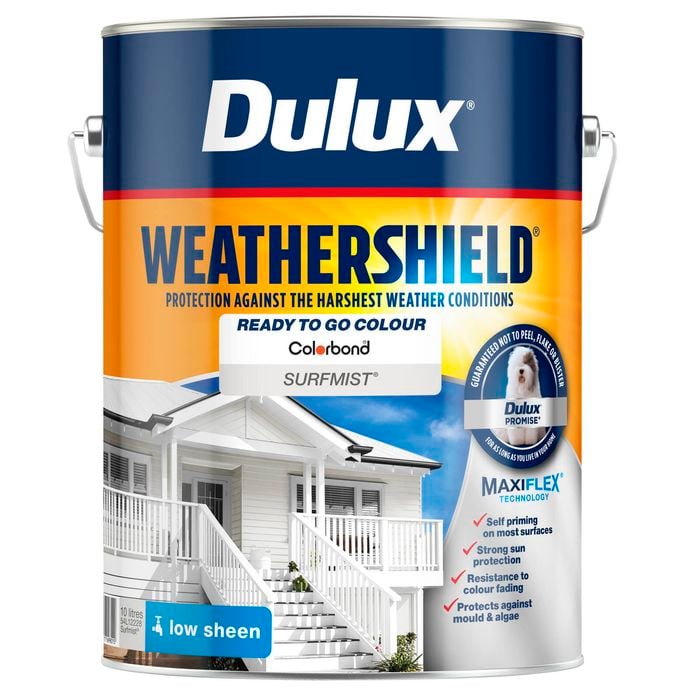 Dulux 10L Surfmist Low Sheen Weathershield Exterior Paint