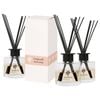 Glass Reed Diffusers - 200ml - Tropical Sunrise - Pack of 3 Fruity Summer Fragrance with 8 Reeds Each Long Lasting