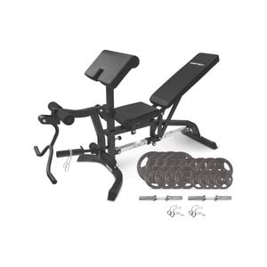 CORTEX BN-11 Exercise FID Bench + 85kg Olympic Tri-Grip Weight Plate and Dumbbell Package