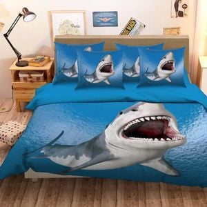 3D Sea Shark 344 Bed Pillowcases Quilt King Size