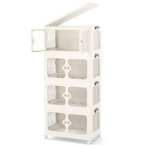 Costway 4-tier Stackable Storage Bins Rolling Closet Box Organizer