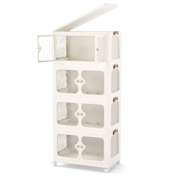 Costway 4-tier Stackable Storage Bins Rolling Closet Box Organizer