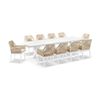 Tahitian 3m Aluminium Dining Table White With 10 Hugo Chairs & Cream Rope/Cream Cushions