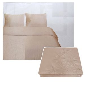 Bloomington Tuberose Satin Embroidery Quilt Cover Set Latte Queen