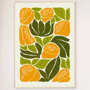 Galrie Vibrant Yellow Bell Pepper Art Print - Abstract Kitchen Wall Decor, Wood Frame, A3 30 x 42cm (12 x 16inch)