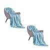 SOGA 2X Sky Blue Acrylic Knitted Throw Blanket