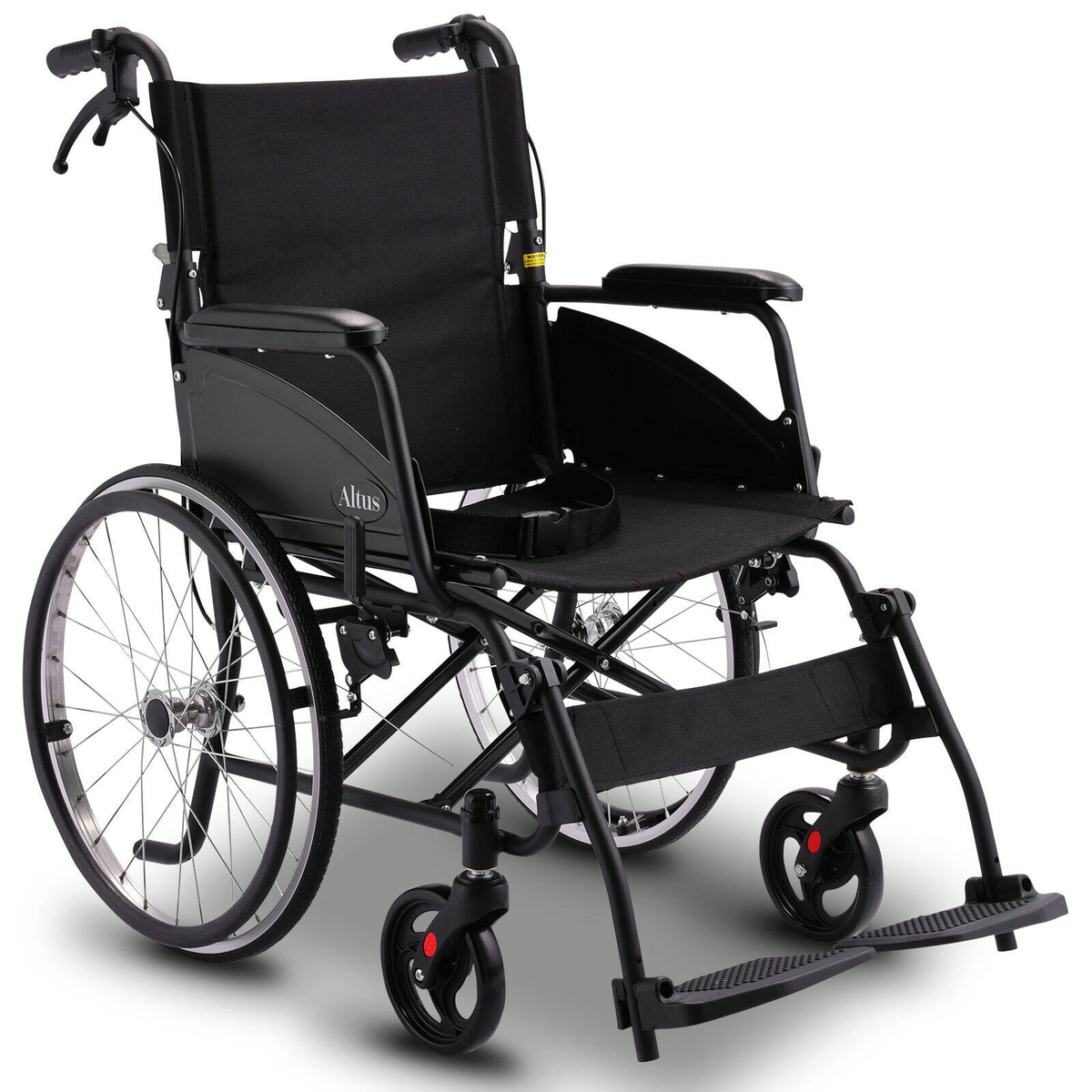 Altus Transport Wheelchair 20 inch Wheels Lightweight Foldable - Black ...