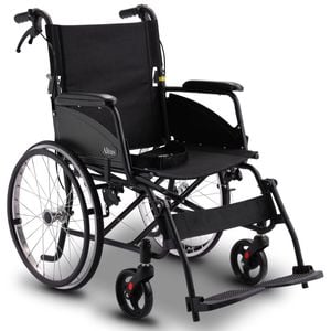 Altus Transport Wheelchair 20 inch Wheels Lightweight Foldable - Black