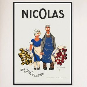 Galrie Nicolas Fine Bottles (1930) Vintage Poster French Art Masterpiece for Home Decor, Black Frame, 70 x 100cm (28 x 40inch)