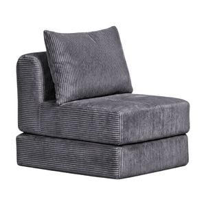 Ufurniture 1 Seater Armless Sofa Corduroy Modular Compressed Single Couch Recliner No Assembly Grey