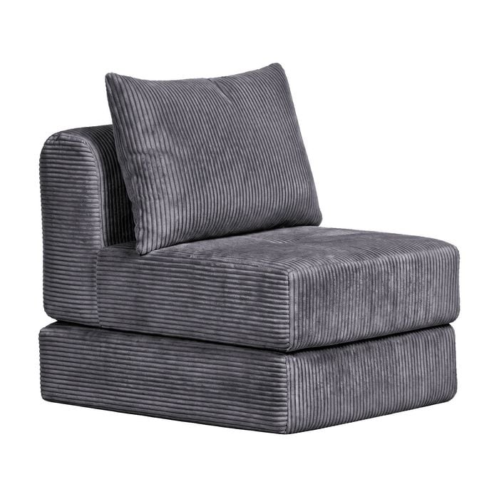 Ufurniture 1 Seater Armless Sofa Corduroy Modular Compressed Single Couch Recliner No Assembly Grey