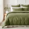 Dreamaker 400TC Premium Cotton Sateen Piped Quilt Cover Set Olive Super King Bed