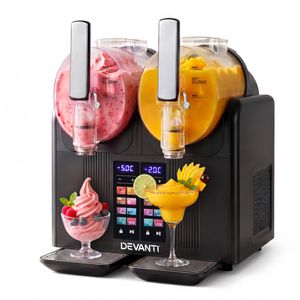 Devanti 4L Slushie Machine Dual Tanks Ice Cream Frozen Drink Slush Maker Black
