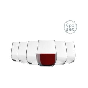 LAV 6 Piece Gaia Stemless Red Wine Glasses Set - Modern Glass Goblets Tumblers - 590ml