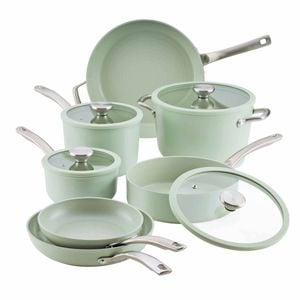 Circulon Halo With Laserdefense(tm) Ceramic Nonstick Induction 11 Piece Cookware Set Sage Green