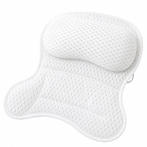 Bath Pillow with 4D Mesh & Non-Slip Suction Cups - Neck & Back Support for Tub