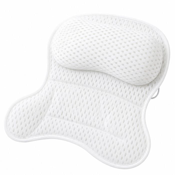 Bath Pillow with 4D Mesh & Non-Slip Suction Cups - Neck & Back Support for Tub