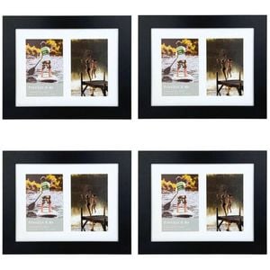4PK Frankie & Me Wooden Collage 4x6'' Double Picture Frame Home Decor Black