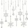 Lifebay Crystal Elegance: Set of 16 Transparent Christmas Snowflake Ornaments