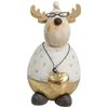 LVD Wood/Resin Buster Deer Sculpture Christmas Holiday Decor Sml 11cm White