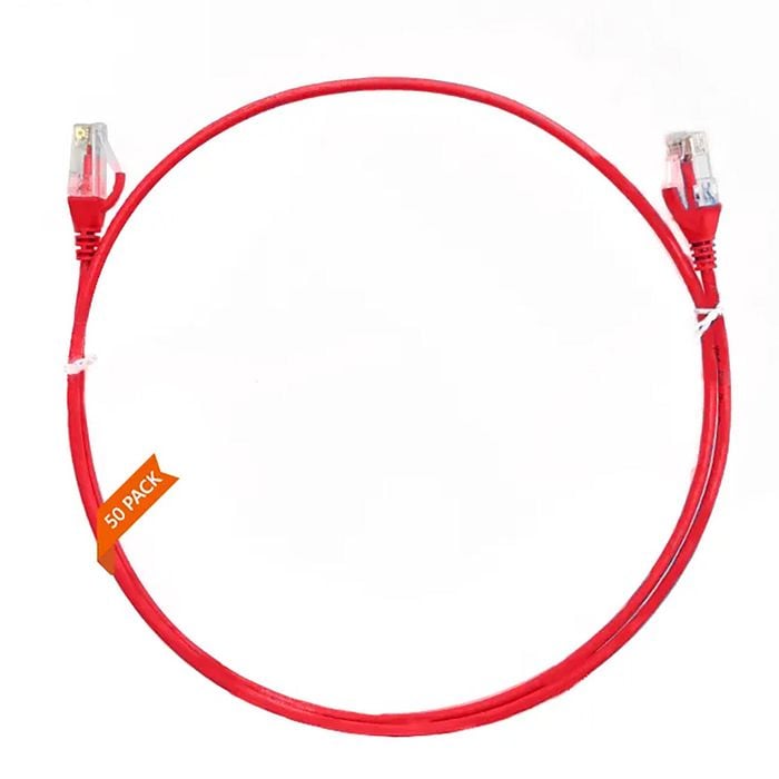 4Cabling 2m Red CAT6 Ultra Thin LSZH Ethernet Network Cable - 50 Pack