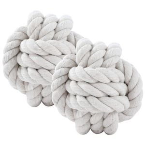 2PK Paws & Claws 7.5cm Eco Rope Knotted Ball Pet Chew Pet/Dog Toy - White