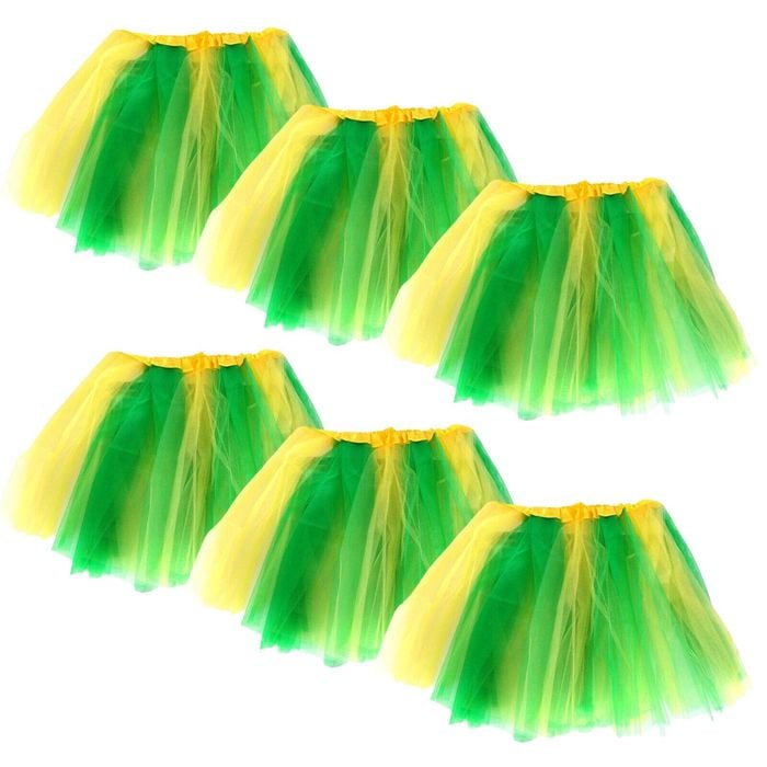 6x Green and Yellow Adult Tutu Australia Day Medium Size, 40cm Length, Elastic Waistband - Multicolour | One Size | Tutu