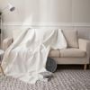 CottonMore Slub PolyCotton Knitted Blanket Herringbone Pattern Sofa Bed Leisure Throw Rug 180x230cm