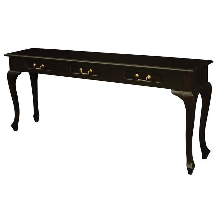 Queen Anne 3 Drawer Sofa Table - Chocolate