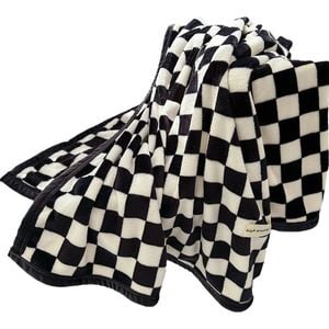 Catzon 200x230cm Throw Blanket For Couch Cozy Fleece Flannel Blanket Machine Washable-checkered