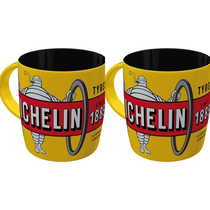 2PK Nostalgic-Art Ceramic Mug Michelin Tyres Bibendum 9x9cm - Yellow