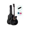Alpha 38" Inch Full-size Acoustic Guitar Wooden Folk Classical Cutaway Steel String Black With Carry Bag