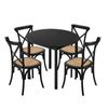 Oikiture 5PCS Dining Table Set 100cm Round Table and Rubberwood Dining Chairs