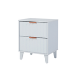 Airlie Bedside Table with 2 Drawer, White
