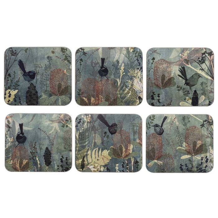 6pc Ashdene Hardboard/Cork Enchanting Banksia Coaster Table Protector