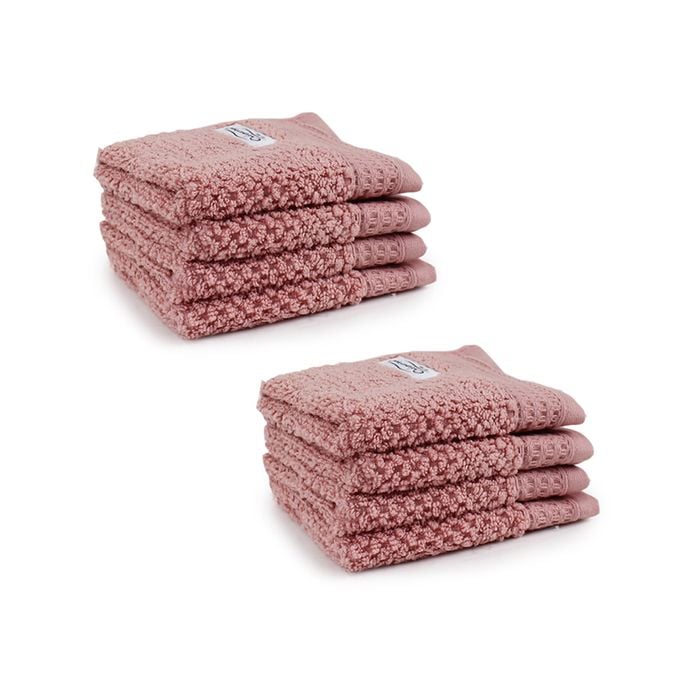 8pc Onkaparinga 30x30cm Avalon Face Washer 550gsm Dusty Primrose